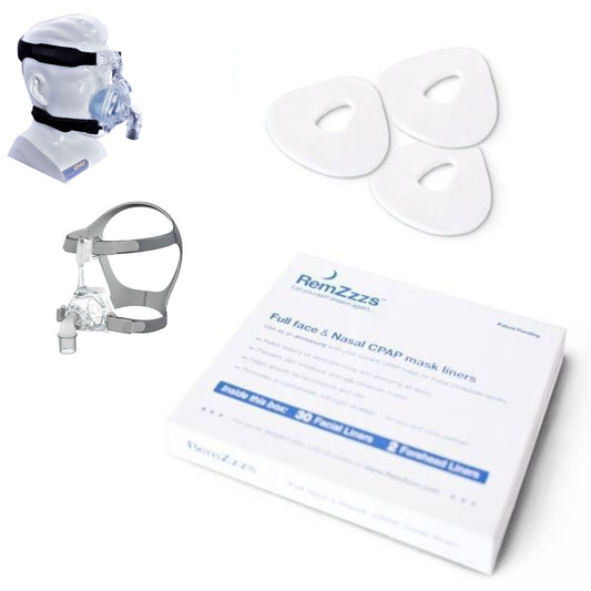 Stock photo of RemZzzs full face and nasal CPAP mask liners