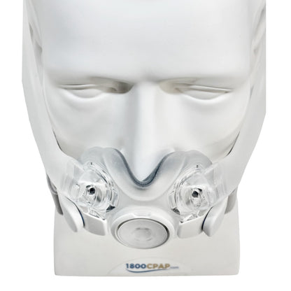 CPAP mask on a mannequin head with '1800CPAP' branding.