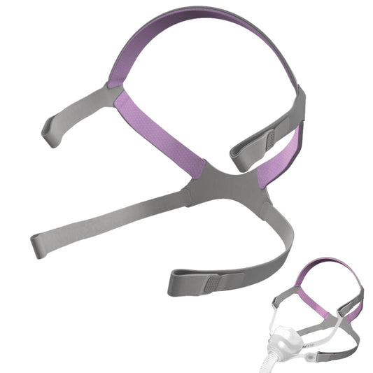 Pink AirFit n10 for her CPAP mask headgear strap