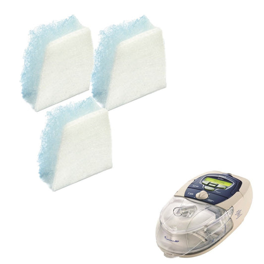 Stock photo of ResMed S8 Series CPAP machine filters 3 pack
