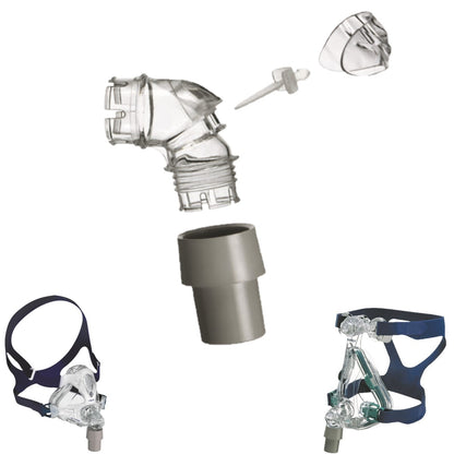 Stock photo of ResMed Mirage Quattro full face CPAP mask replacement elbow