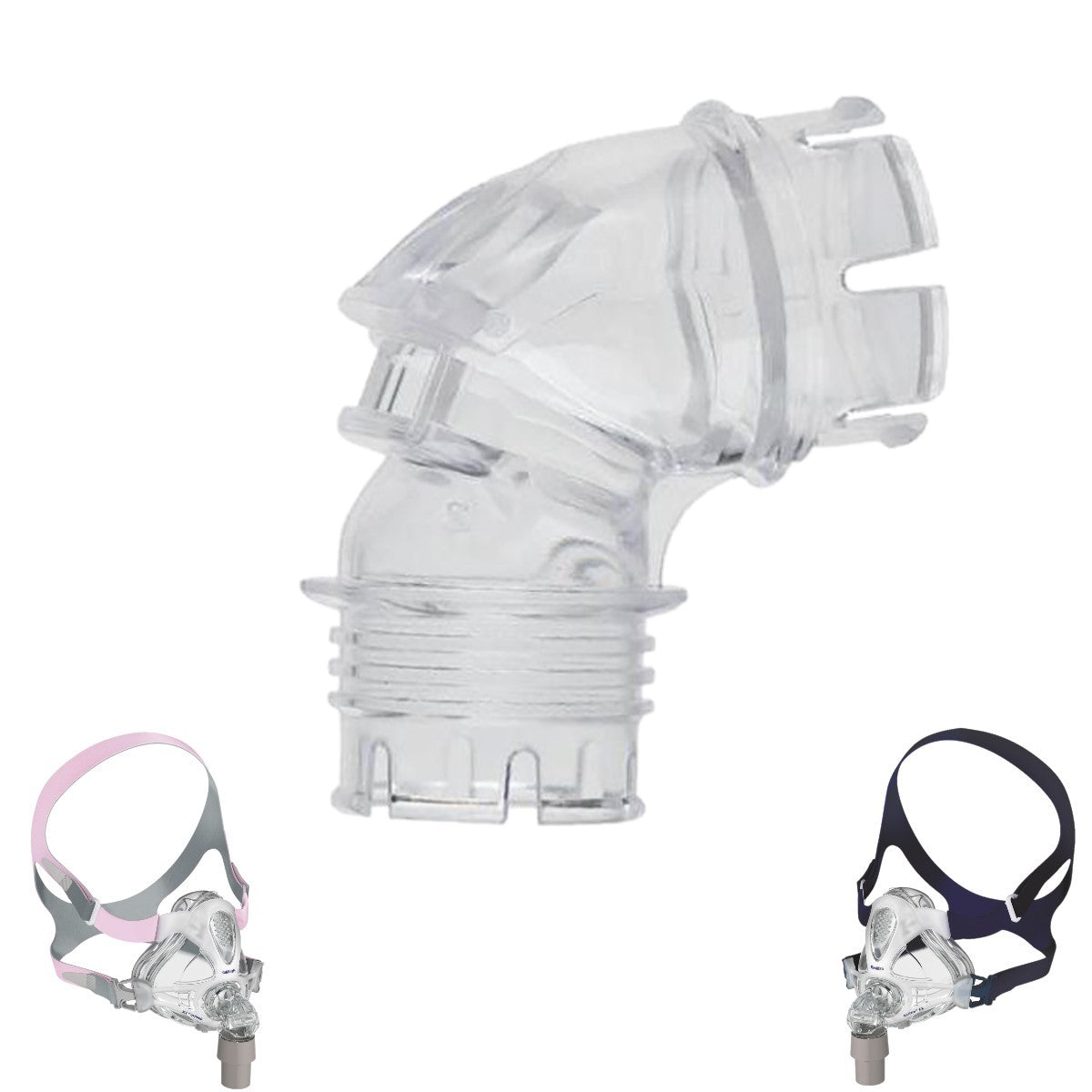 Stock photo of ResMed Mirage Quattro full face CPAP mask replacement elbow