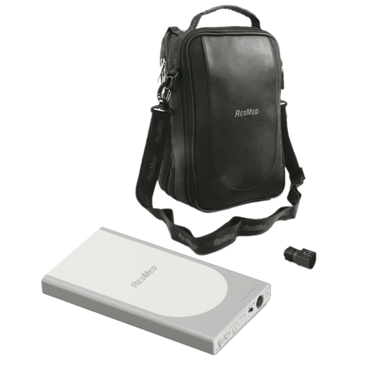 Stock photo of ResMed Power Station II Battery Kit for S9 Series CPAP Machine and carrying bag