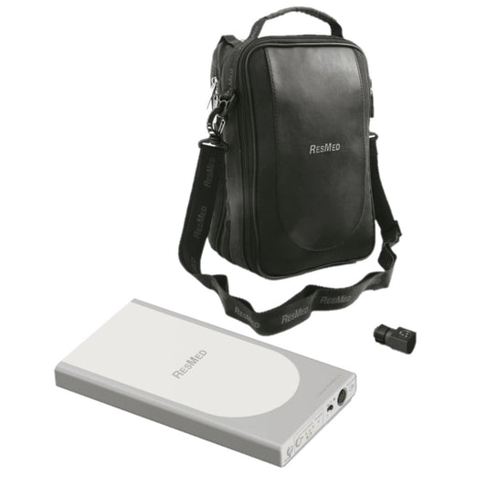 Stock photo of ResMed Power Station II Battery Kit for S9 Series CPAP Machine and carrying bag