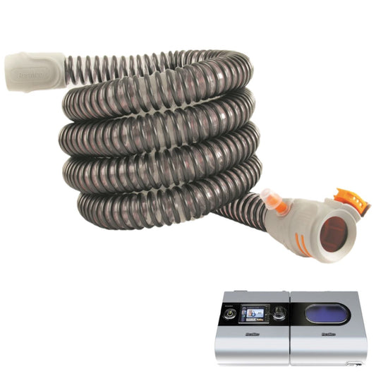 Stock photo of ResMed S9 CPAP machine ClimateLine Max Oxy Hose tubing with O2 Port
