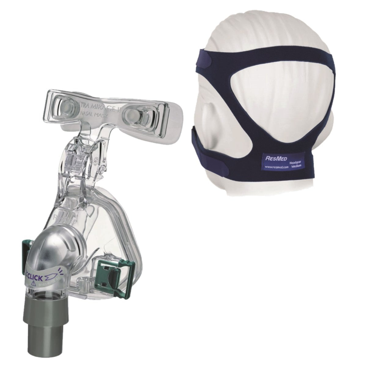 Stock photo of ResMed Ultra Mirage II nasal CPAP mask forehead support with pads