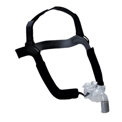 Stock photo of RespCare Aloha nasal pillow CPAP mask with headgear