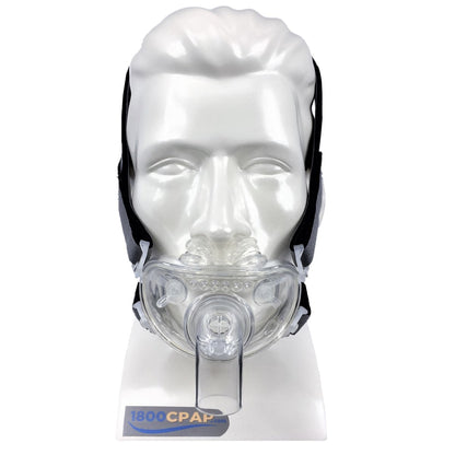 Stock photo of RespCare Hybrid Full Face CPAP mask with headgear