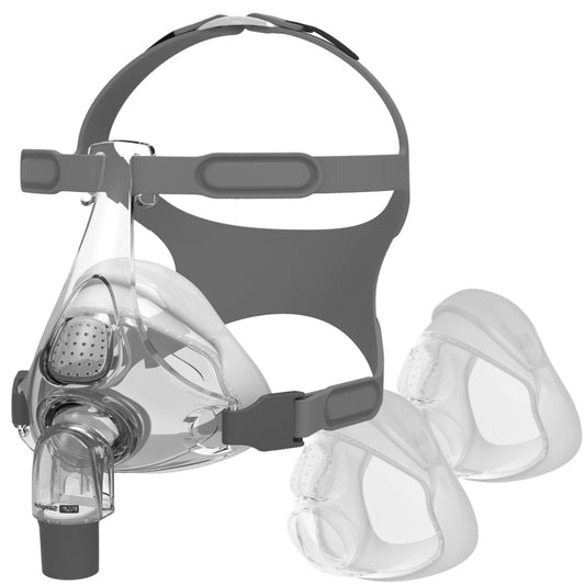 Angled Stock Image of Fisher & Paykel's Simplus Full Face Mask FitPack W/ Headgear 