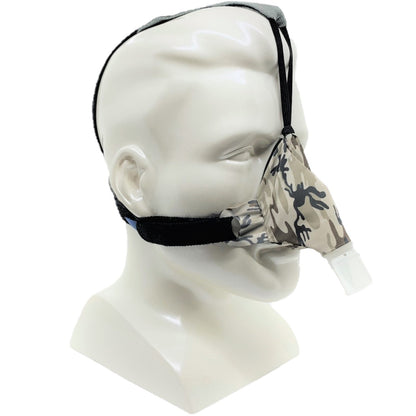 Angled View of SleepWeaver Advance Nasal Cloth CPAP Mask W/ Headgear - Camo
