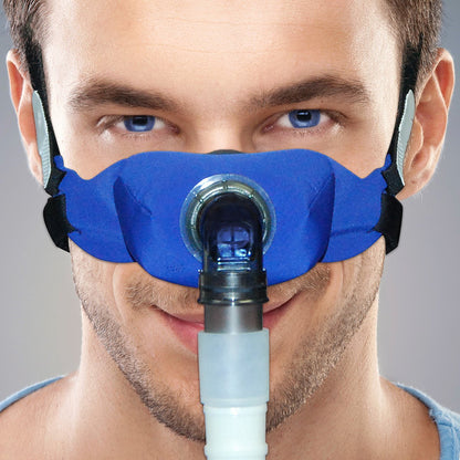 Stock Image of Man Wearing SleepWeaver Elan Cloth Nasal Mask W/ Headgear