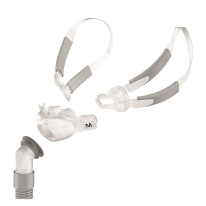 Stock photo of ResMed Swift FX Bella Gray nasal pillow CPAP mask for men