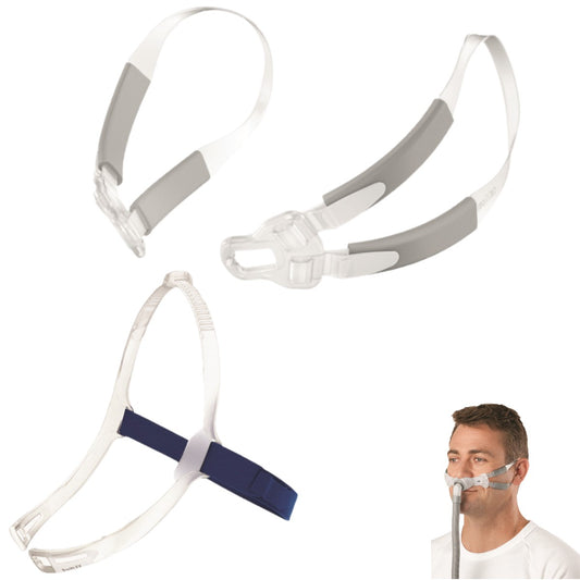 Stock photo of ResMed Swift FX headgear and Bella Gray Loops Accessory Combo pack