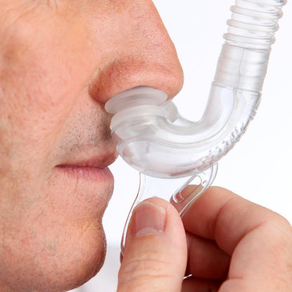 Side View of Tap Pap Nasal Pillow CPAP Mask W/ Stability Mouthpiece 