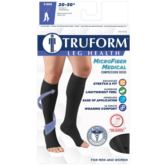 TRUFORM Open Toe Knee High Compression Stocking