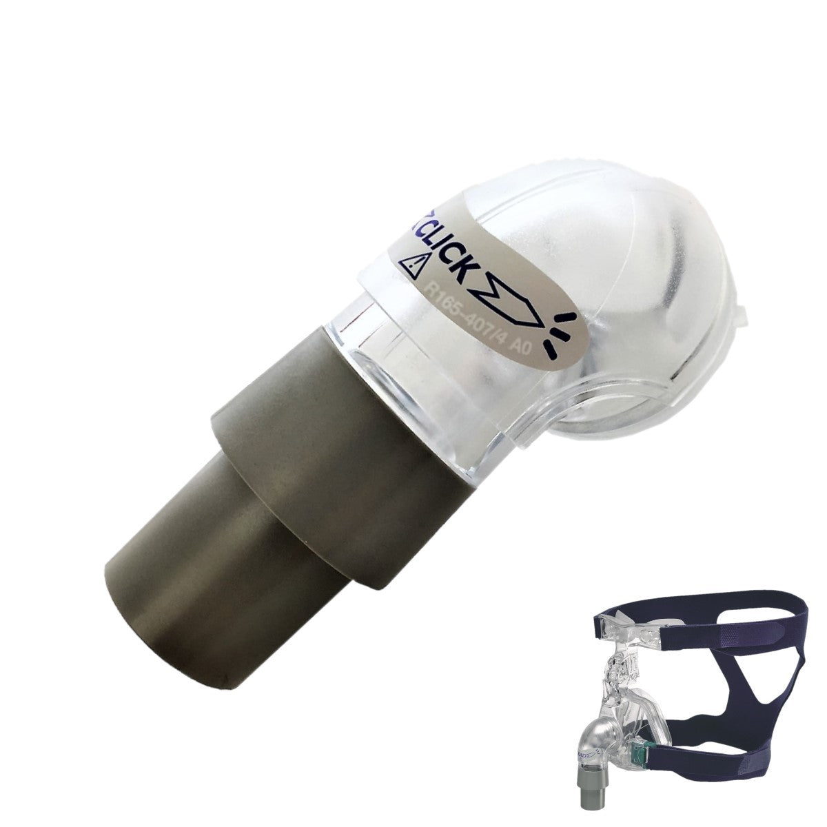 Stock Image of Replacement ResMed's Ultra Mirage I & II Nasal Mask Elbow Assembly W/ Small Angled Image of ResMed's Ultra Mirage II Nasal CPAP Mask