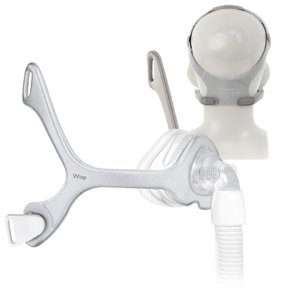 Right facing stock photo of Philips Respironics Wisp fabric nasal CPAP mask without headgear